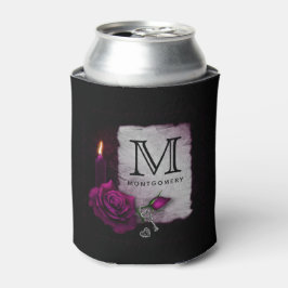 Enfriador De Latas Monograma de Rosa gótico, velas, pergamino y cesto