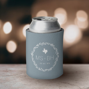 Enfriador De Latas Monograma del Boda de la guirnalda rusa de Texas
