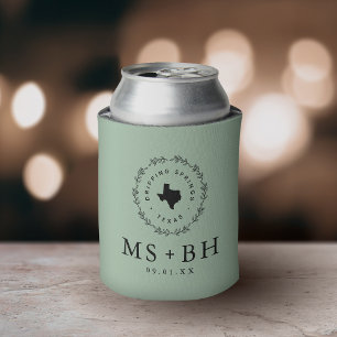 Enfriador De Latas Monograma del Boda de la guirnalda rusa de Texas  