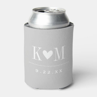 Enfriador De Latas Monograma del Boda moderno gris