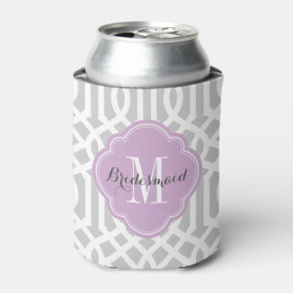 Enfriador De Latas Monograma del enlistado gris y púrpura