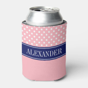 Enfriador De Latas Monograma del nombre de la marina de Polka Dot CB 