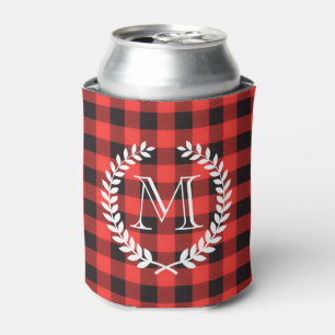Enfriador De Latas Monograma del patrón de Gingham