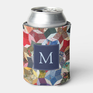 Enfriador De Latas Monograma del patrón de las estrellas de los parch