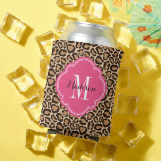 Enfriador De Latas Monograma del Personalizado de impresión rosa y le