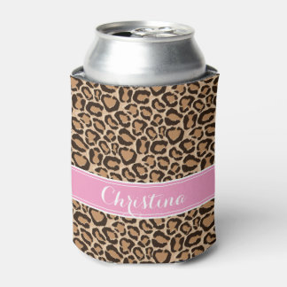 Enfriador De Latas Monograma del Personalizado de impresión rosa y le