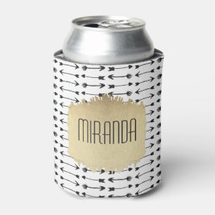Enfriador De Latas Monograma dibujado mano negra y blanca moderna de