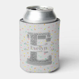 Enfriador De Latas Monograma E inicial de plata personalizado Su nomb