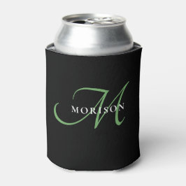 Enfriador De Latas Monograma elegante moderno de escritura verde negr