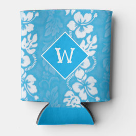 Enfriador De Latas Monograma estampado en las flores de Hibiscus de H