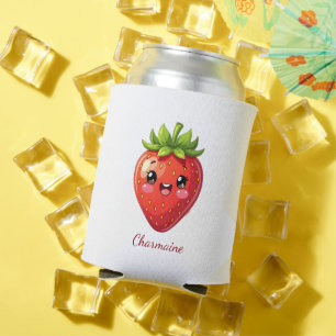 Enfriador De Latas Monograma fresa kawaii linda