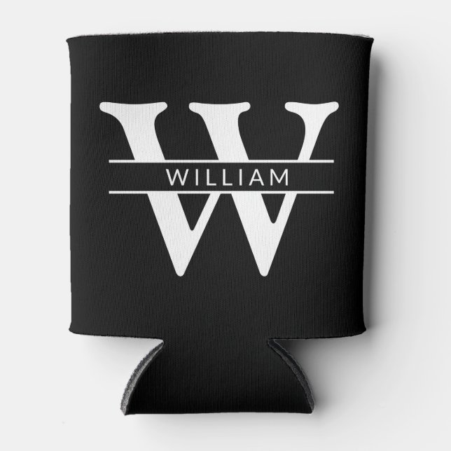 Enfriador De Latas monograma inicial personalizado y nombre simple (Anverso)