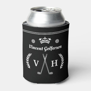 Enfriador De Latas Monograma Laurel Wreath Club Golf Nombre de la Cor