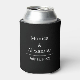 Enfriador De Latas Monograma minimalista moderno Boda en blanco y neg