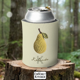 Enfriador De Latas Monograma moderno con crochet amarillo mínimo