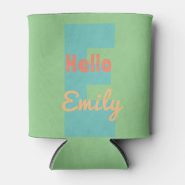 Enfriador De Latas monograma moderno de menta de color rosa