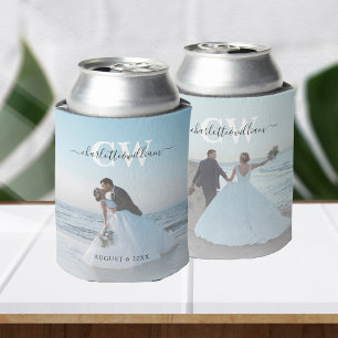 Enfriador De Latas Monograma moderno de moda 2 favores de matrimonio 