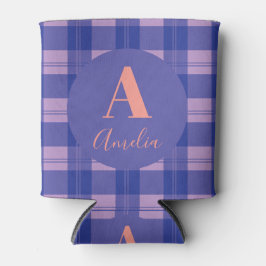 Enfriador De Latas Monograma moderno en color púrpura