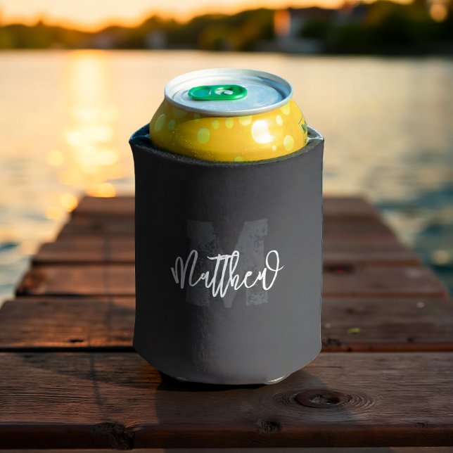 Enfriador De Latas Monograma Moderno Guay Grunge Añadir su nombre (Subido por el creador)