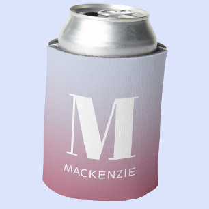 Enfriador De Latas Monograma moderno Nombre inicial Gradiente rosa az