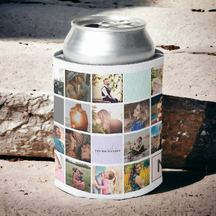Enfriador De Latas Monograma moderno para tu familia 16 fotocollage
