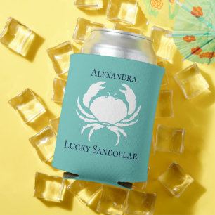 Enfriador De Latas Monograma Monograma Náutico CRAB Blanco Verde azul