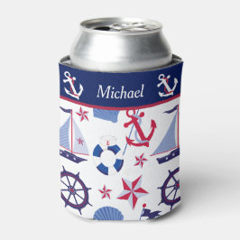 Enfriador De Latas Monograma naumático rojo blanco y azul