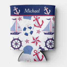 Enfriador De Latas Monograma naumático rojo blanco y azul