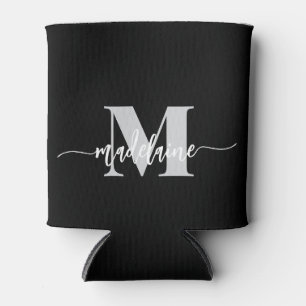 Enfriador De Latas Monograma negro plateado personal
