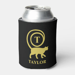 Enfriador De Latas Monograma Nombre inicial Gato Gato Gatito Gato Gat