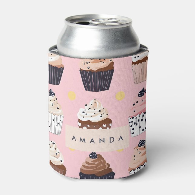 Enfriador De Latas Monograma pastel dulce personalizado (Lata Anverso)