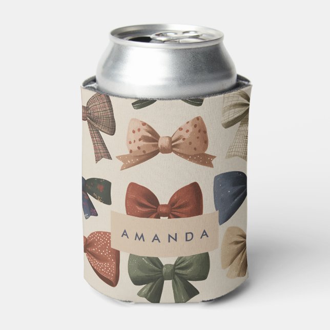 Enfriador De Latas Monograma Patrón de reverso retro personalizado (Lata Anverso)