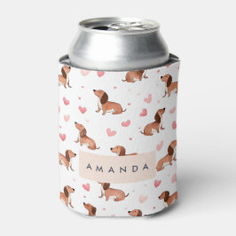 Enfriador De Latas Monograma Perro Cute Dachshund Personalizado