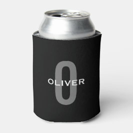 Enfriador De Latas Monograma personalizado Blanco gris negro nombre