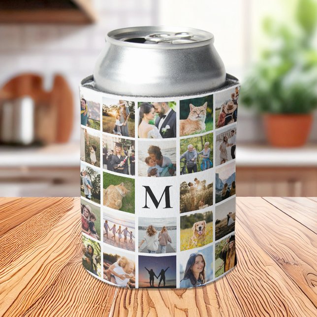 Enfriador De Latas Monograma personalizado de collage de fotos (Subido por el creador)