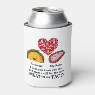 Enfriador De Latas Monograma personalizado de tacos y amantes de la c