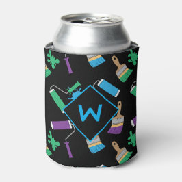 Enfriador De Latas Monograma personalizado del decorador del pintor d