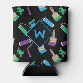 Enfriador De Latas Monograma personalizado del decorador del pintor d