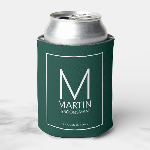Enfriador De Latas Monograma personalizado moderno y Groomsmen de nom