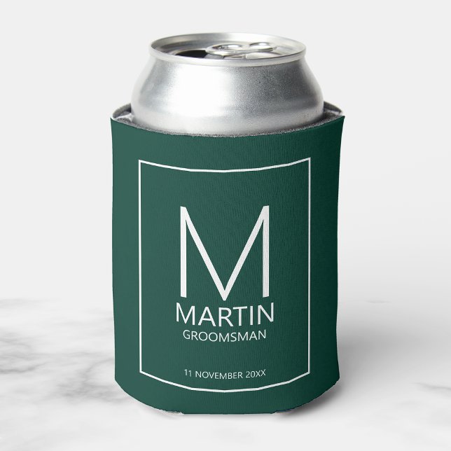 Enfriador De Latas Monograma personalizado moderno y Groomsmen de nom (Subido por el creador)