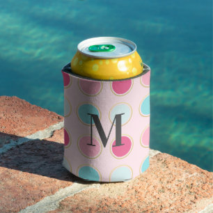 Enfriador De Latas Monograma Polka Dot