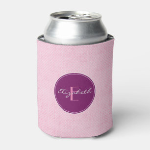 Enfriador De Latas Monograma puntos de polka rosa