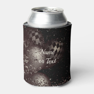 Enfriador De Latas Monograma Purpurina negro globos esparcen eleganci