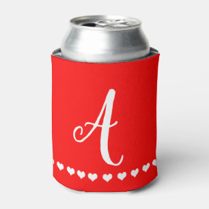 Enfriador De Latas Monograma rojo y blanco inicial