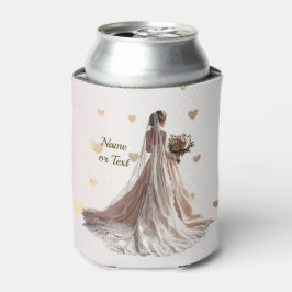 Enfriador De Latas Monograma Rosa Boda de Invierno Novia Corazones de