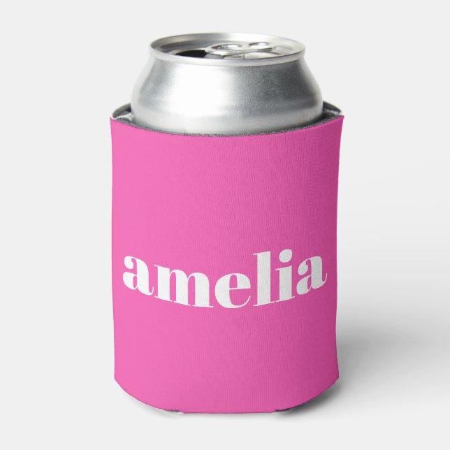 Enfriador De Latas Monograma rosa caliente (Lata Anverso)