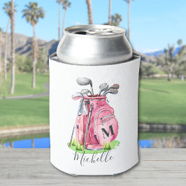 Enfriador De Latas Monograma rosa de golf