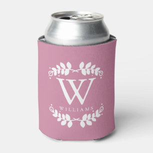 Enfriador De Latas Monograma rosa elegante de Rosa antiguo