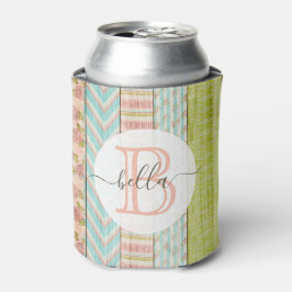 Enfriador De Latas Monograma Rosas de Shabby en cabaña de madera rúst