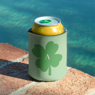 Enfriador De Latas Monograma Shamrock Pintado Verde Irlandés